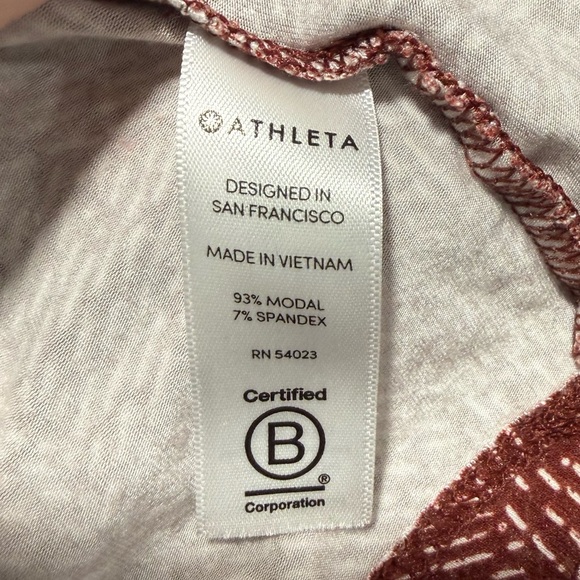 Athleta Burgundy Abstract Print High Neck Modal Shift Dress Sleeveless M - Picture 4 of 4